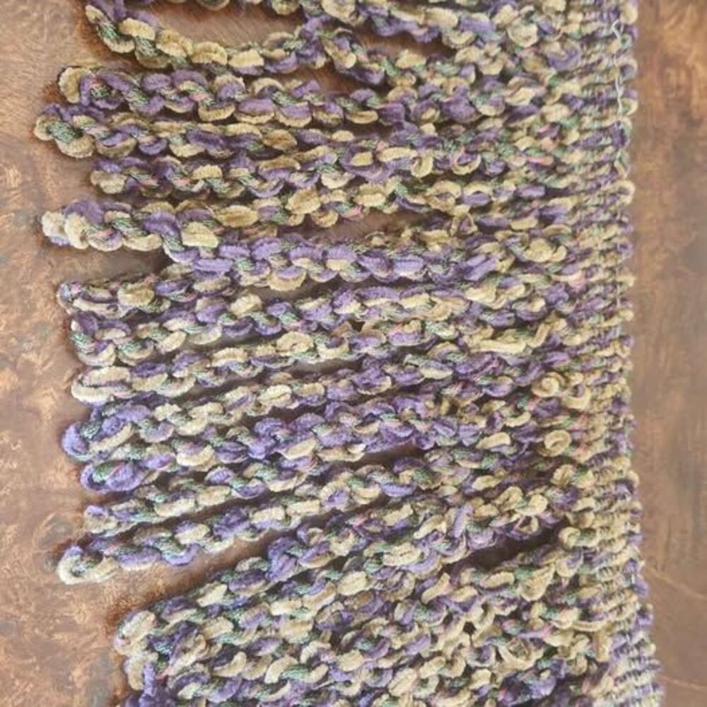 Set of Purple and Gold Bullion Chenille Fringe Trim